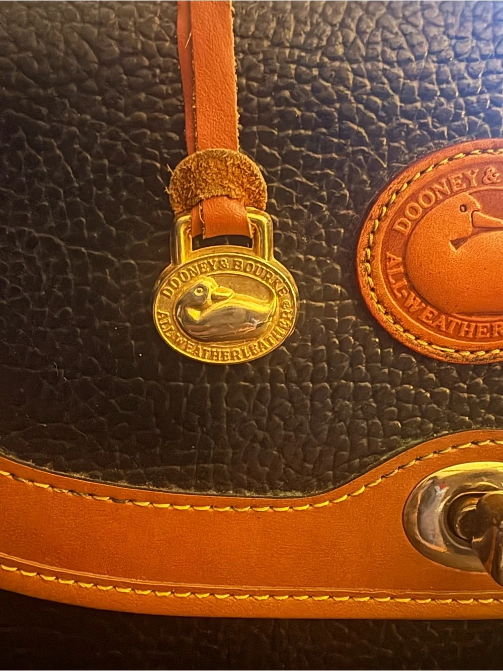 Dooney & Bourke Dark Brown and Tan Leather Briefcase Satchel